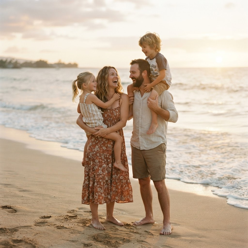 Beach day at golden hour